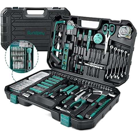 Sundpey Werkzeugkoffer Gefüllt 300-tlg - Werkzeugkasten Schraubenzieher Set mit Ratsche Steckschlüsselsatz, Feinmechaniker Werkzeug Set, Universal und Haushalts-Werkzeugkoffer, Werkzeug Set Cover