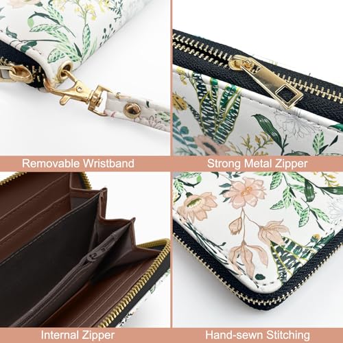 Womens Wallet,Wristlet Wallets for Women with RFID Blocking with Metal Zipper,Coin Pocket,Card Clutch Purse for Travel4