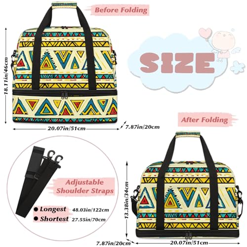 Large Weekender Overnight Bags Travel Duffel Bag for Women Men Ethnic Retro Colorful Gym Bags With Shoe Compartment Foldie Travel Tote Bag Carry On Personal Item Bag for Travel Gym Sports2