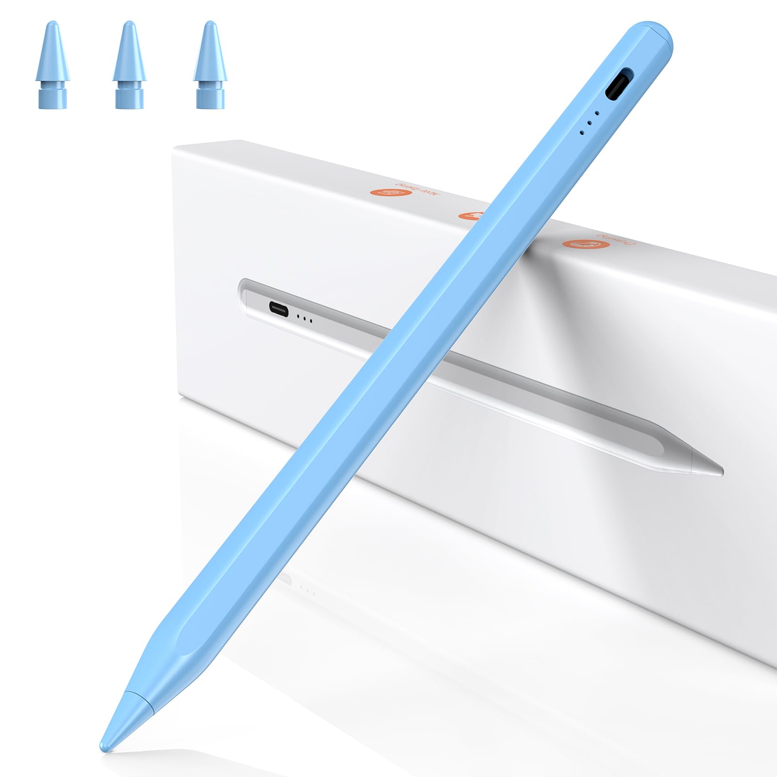 Penna per iPad,Penna per Tablet Compatibile con Apple iPad 2018-2025 Ricarica Rapida,Sensibile all'Inclinazione&Rifiuto del Palmo,Stylus Pencil per iPad 6-11,Pro 13/12,9/11'',Air 3-6,Mini 6/5