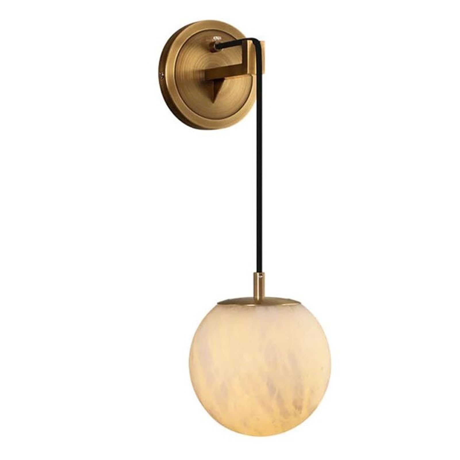 SXSCARKX Modern Natural Stone Wall Sconce, LED Tricolor Dimming Hanging Marble Lamp, Height Adjustable Lamp for Bedroom Bedside, Living Room(2700K,Copper-15cm)