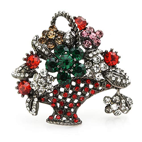 Broche strass fleur panier multicolore pour illuminer vos tenues de fête