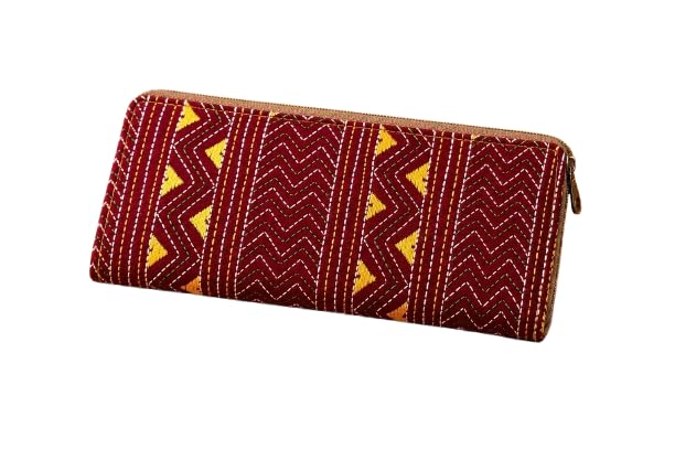 Women's Hand-Embroidered Kantha Work Ethnic Clutch I Traditional Indian Handcrafted Purse I Size: 21 x 11 x 4 cms-picture-55