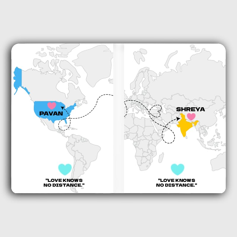 Long Distance Passport Cover – Personalized & Customizable PU Leather Passport cover, Thoughtful Gift for Couples, Family & Best Friends (Grey Interior)