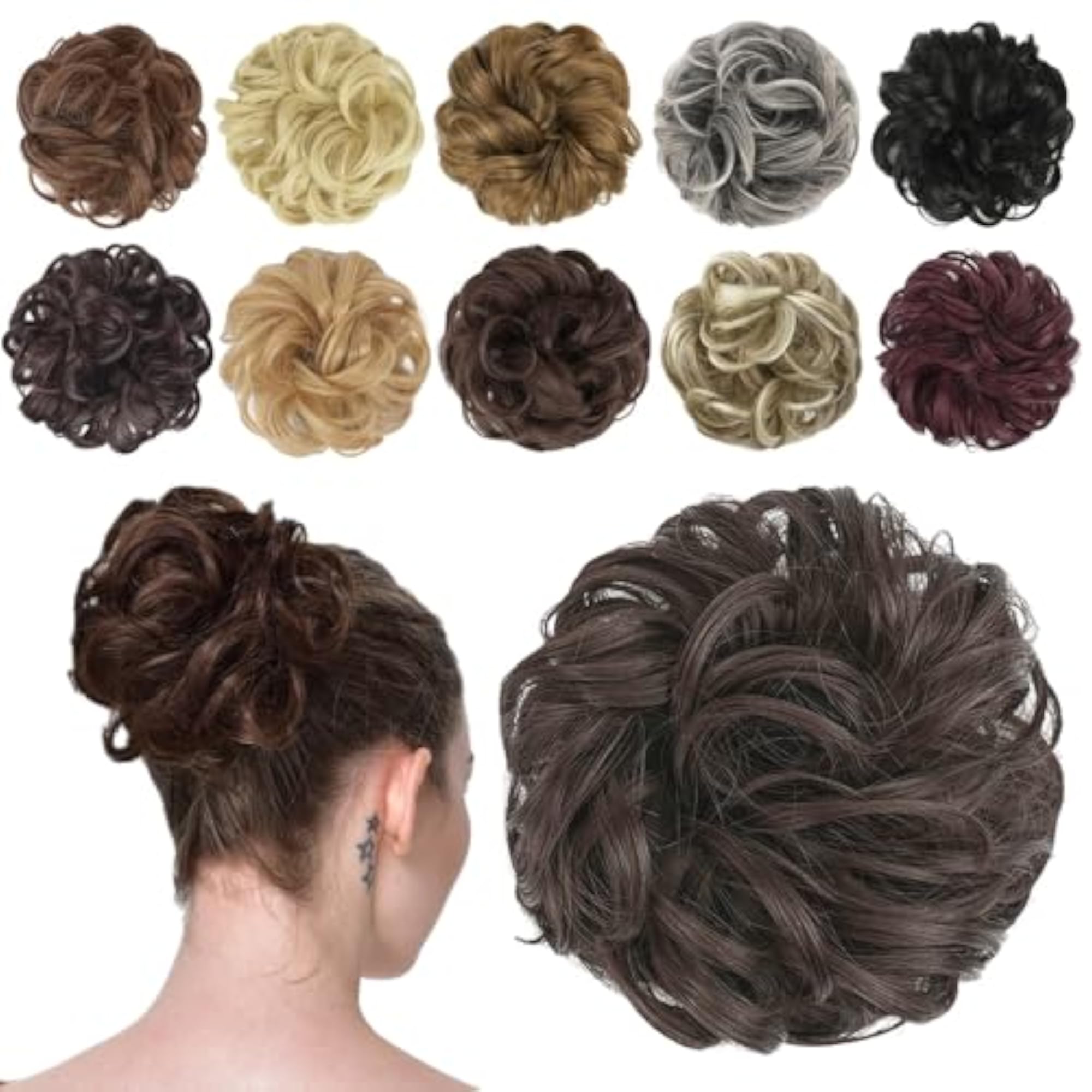 Wavy Curly Messy Hair Bun Extensions