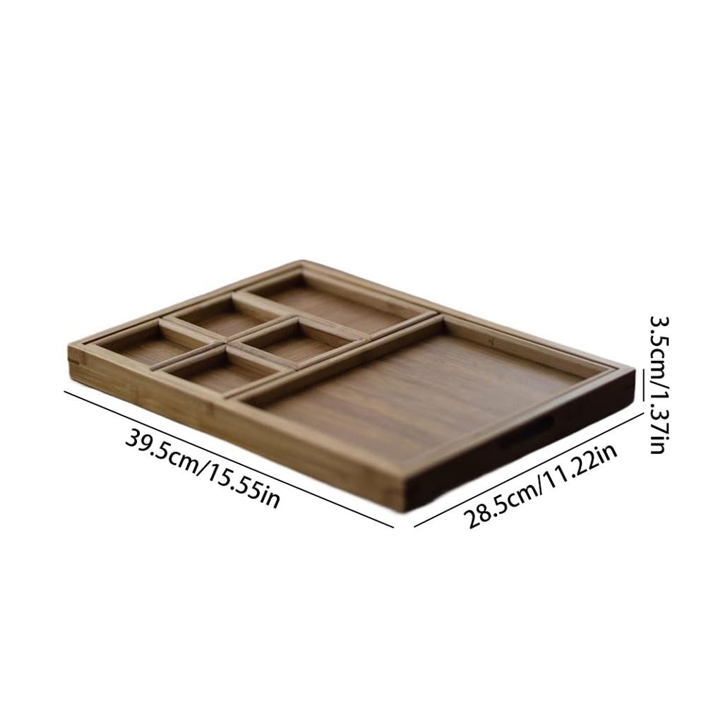Nastya Bandeja Decorativa Moderna Bandeja De Almacenamiento For Juego De Té En La Sala De Estar del Hogar, Bandeja De Té con Compartimento De Madera Simple, Bandeja De Té Bandejas para Servir