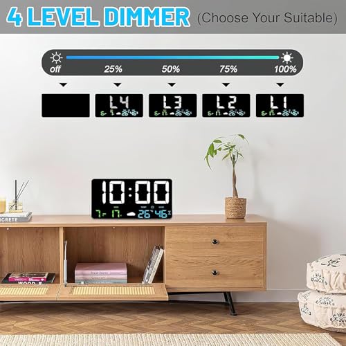 Image of HOME SKILL Alarm Clock for Heavy Sleepers Loud Clock for Adults, Table Clock with Backlight Alarm Clocks for Students Decoration Bedroom /Office (11 inch Weather Clock)