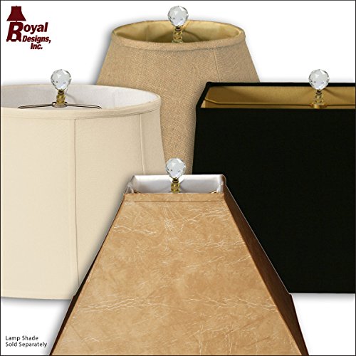 Image of Royal Designs, Inc CCF2006S-PB-1 Royal Designs Small Diamond Swiss Cut Clear K9 Crystal 2.25 inch Finial for Single Lamp Shade, Polished Brass Base