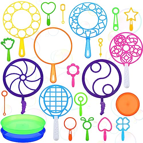 Lenwen 99 Pcs Bubble Wand Set, Large Bubble Maker with Tray for Toddlers, - image 1