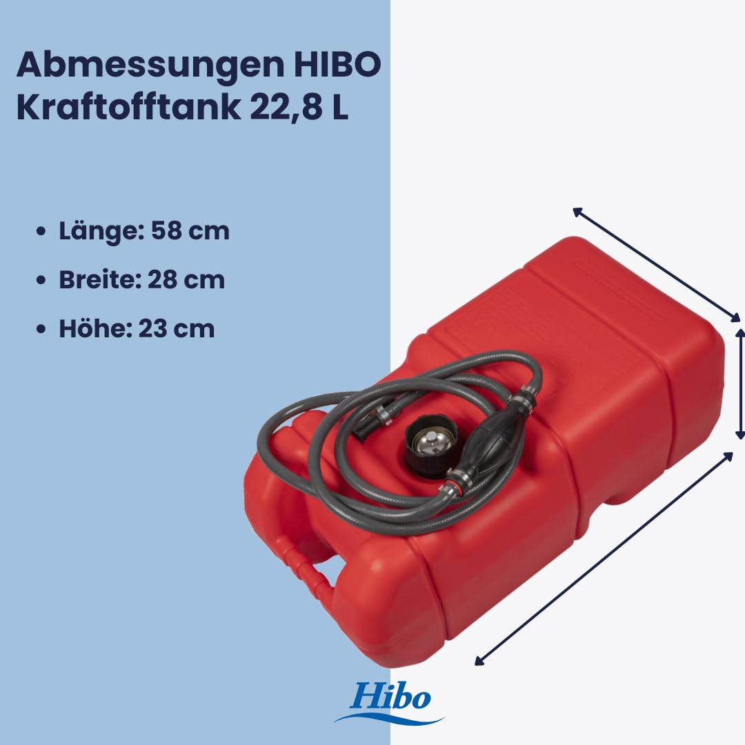 Juego de depósito de combustible Hibo de 22,8 L para motores fueraborda - incluye manguera de combustible reforzada, apto para Suzuki/Johnson/Evinrude