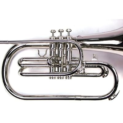 Moz Advanced Monel Pistons Marching Mellophone Key of F with Case and Mouthpiece-Nickel Plated Finish