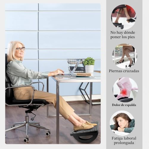 Miniatura 6 de Vfandv Reposapies De Oficina, Reposa Pies Reposa Pies Reposapies Escritorio Reposapiés Ajustable 180 , Reposapiés Ergonómico Para Oficina, Hogar, Viajes, Negro