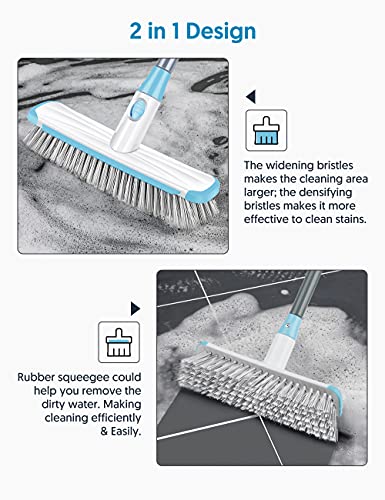 Sevenmax Floor Scrub Brush With Long Handle, Deck Grout Brush 2 In 1 Scrubber Brush Stiff Bristles Adjustable Carpet Cleaning Brush For Kitchen, Tub, Bathroom, Tile #TOP1
