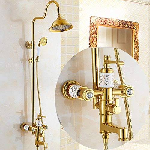 Robinet et colonne de douche dorée pour booster la pression d'eau faible