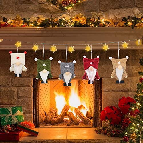 2021 Holiday Gnomes Ornaments, Happy New Year Gnomes Decorations, 3.9 Inch Handmade Swedish Tomte Gnomes Plush Set of 5, Hanging Gnome for Christmas Tree Decorations, Home New Year Decorations Gift