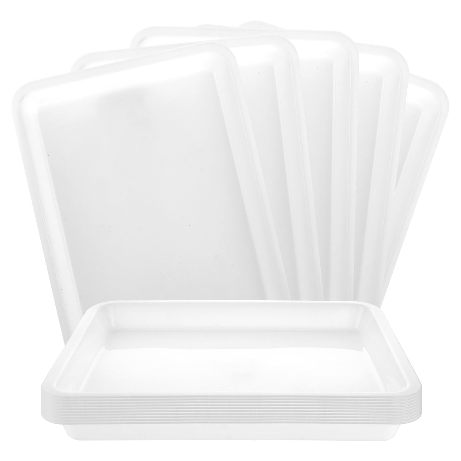 MIVIDE 15 vassoi sintetici in plastica bianca, vassoio rettangolare 34,5 x 25,3 x 3,2 cm, riutilizzabili in plastica, grande per bar, feste, cucine, bianco