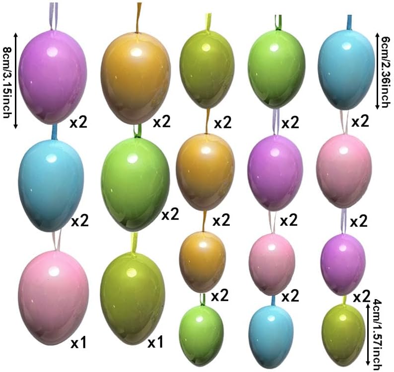 Easter Egg Decorations Set - Shiny Colorful Plastic Eggs