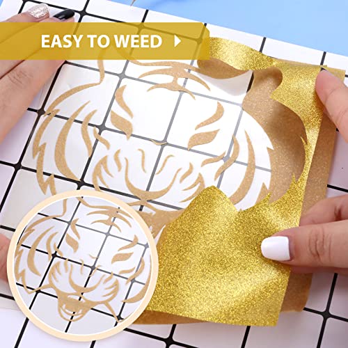 Image of HTVRONT Gold Glitter Heat Transfer Vinyl - 12 inch x 10ft Gold Glitter Iron on Vinyl for Shirts, Glitter HTV Vinyl Rolls for Heat Vinyl Design