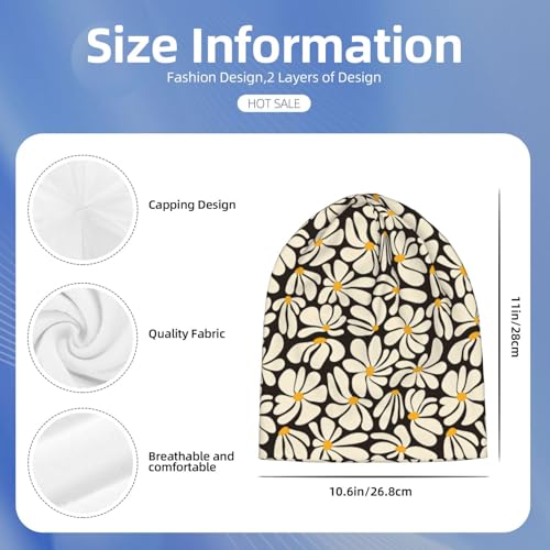 Daisy Beanie Chemo Hats for Women Men Daisies Flower Slouchy Cancer Headwear Stretchy Skull Cap Soft Knitted Hat Nightcap Floral Chemo Gifts — view 2