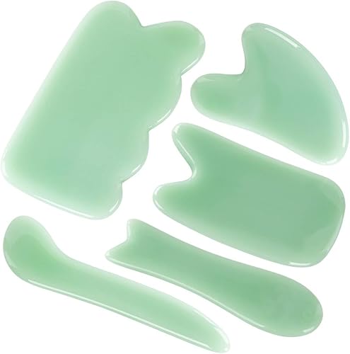 airogym Guasha herramienta de masaje, 5 PCS Guasha Stone Scraping Masaje Sets para cara, Masaje piedra Junta para SPA Acupuntura Fisioterapia,