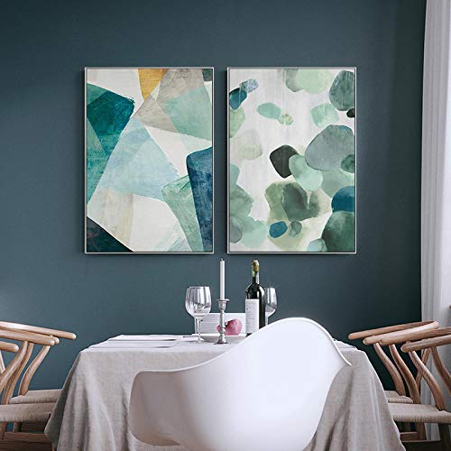 Peinture abstraite de marbre vert : grand format 60x80cm pour décoration murale maison