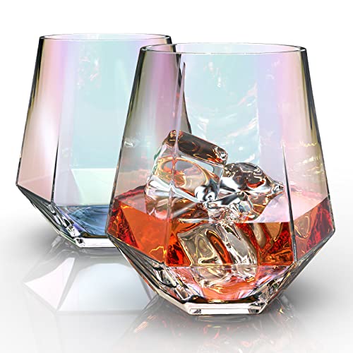 Amesser Whiskey Glasses 11 Oz Old Fashioned Whiskey Glasses Set Of 2, Crystal Whisky Tumbler Scotch Glasses,Bourbon Glass For Drinking Liquor, Irish, Vodka, Cognac,Wine Gift For Men Women At Home Bar #TOP5