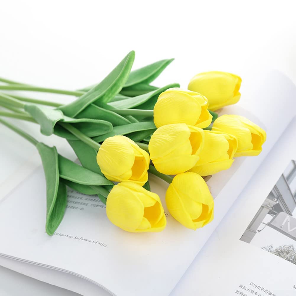 Ramo artificial de tulipán, 5 piezas de tulipanes de simulación, flores artificiales, boda, hogar, habitación, ramo de decoración (amarillo)