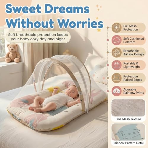 Image of StarAndDaisy 3 in 1 Baby Mosquito net for Sleeping, Mosquito net for Newborn Baby with Washable Design, Soft and Comfortable Bed.