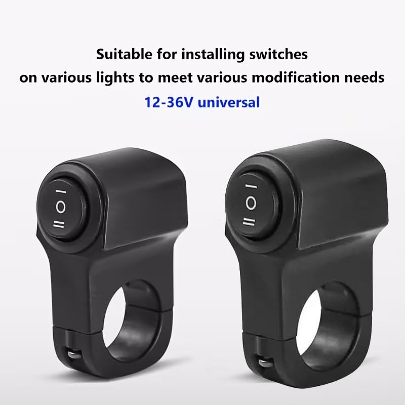 Universal Motorcycle Handlebar Light Switch, 12V/24V Headlight and Spotlight Dual Control Button, Triple Line Switch for ATV, Scooter, Off-Road Bike (1 Pack)