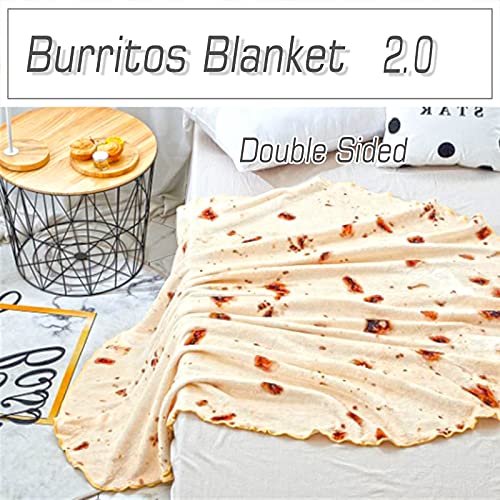 Burrito Tortilla Blanket Double Sided 71 Inches For Adult And Kids, 280 Gsm Cozy Flannel Fabric Novelty Giant Food Throw Blanket For Bed, Couch, Travel, Picnic And Beach #TOP3