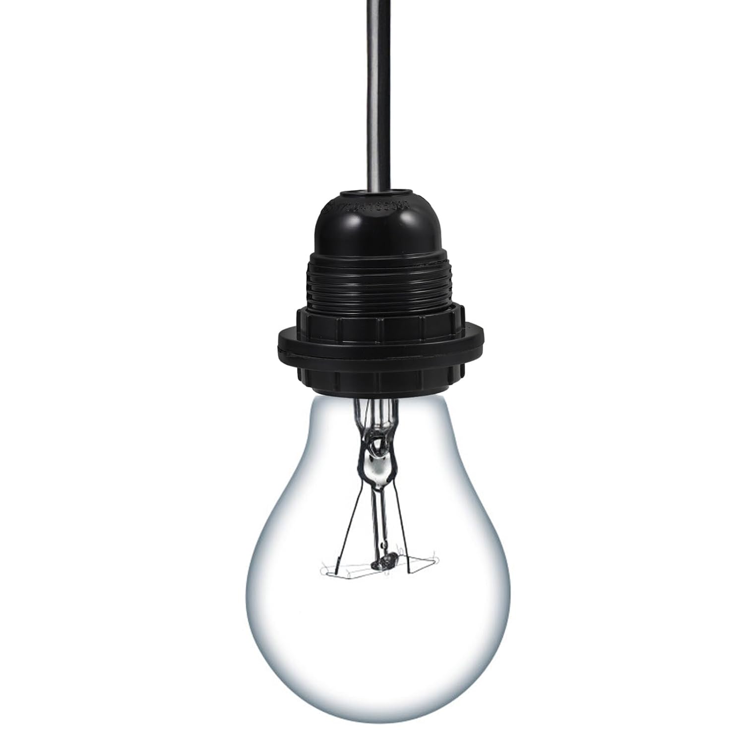 E27 Lamp Holder Socket with 10mm Thread, Black Bakelite
