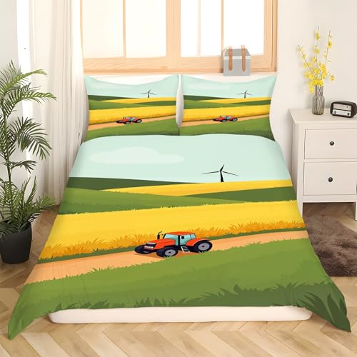 Housse de couette tracteur 200x200 douce et facile à fermer pour lit enfant