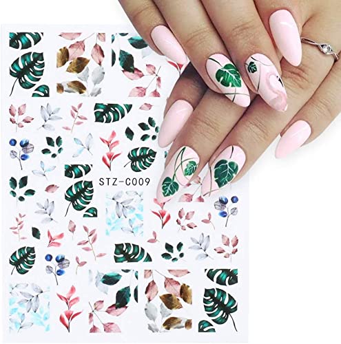 8 Sheets Flowers Nail Art Stickers Decals 3D Nail Art Butterfly Nail Art Stickers Self-Adhesive Slider Foil With Dry Flower Leaves Charms Butterfly Design Manicure Diy Nail Decorations #TOP2
