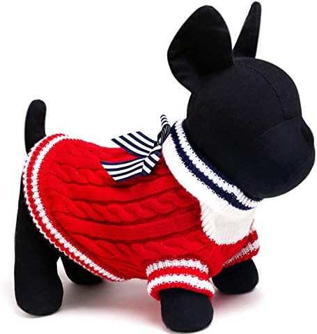 SMALLLEE_Lucky_Store Jumper Sweater Jacket Knitted Warm Winter Coat for Chihuahua Small Dog Kitten Cat Red L - Image 5