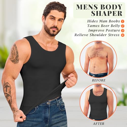 Mens Compression Shirt Slimming Body Shaper Mens Shapewear Tummy Control Sleeveless Abdomen Undershirt Vest Tank Tops3