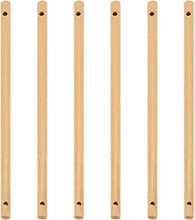 BENECREAT 6PCS Wooden Dowels with Two Holes, 11.8inch Navajo White Round Wooden Rod Sticks for Quilt Wall Hanging, Tapestry, Weaving, DIY Hardwood Craft, Hole: 5.5mm