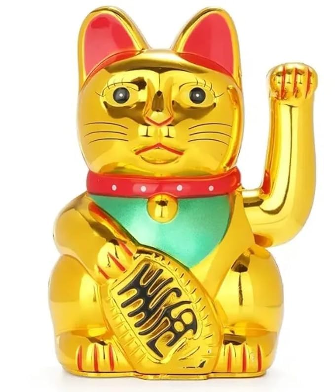 Eminent Maneki Neko Waving Cat Perfect for Home & Office DecorBattery Operated Feng Shui Lucky Cat – Waving Maneki Neko Figurine for Wealth & Prosperity (Gold)- 5 inches in Size-image-18