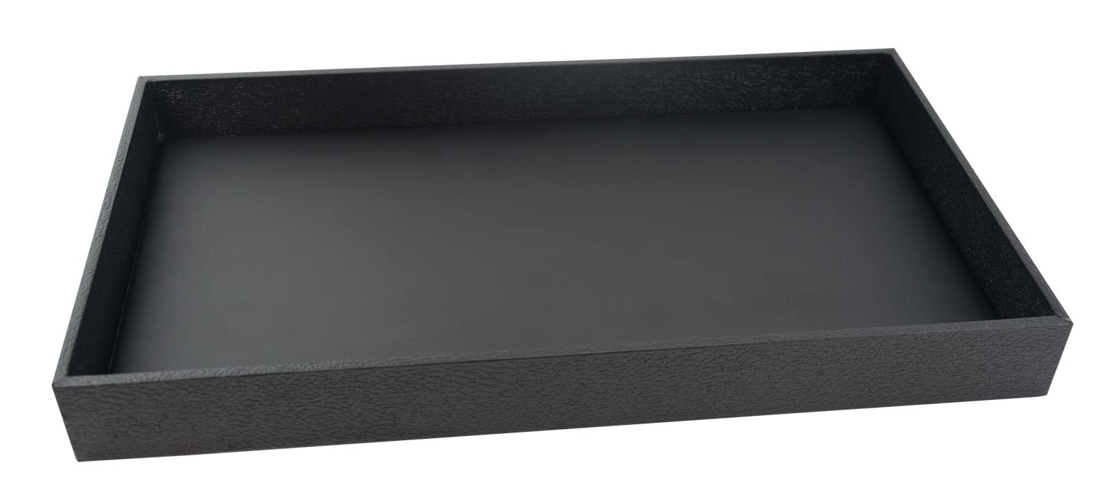 1.5 Inch Deep Wooden Utility Tray with Choice Velvet or Leatherette Show Pad to Display Watches, Jewellery, Rings, Earrings, Necklaces, Glasses (Tray with Black Leatherette Display Pad)