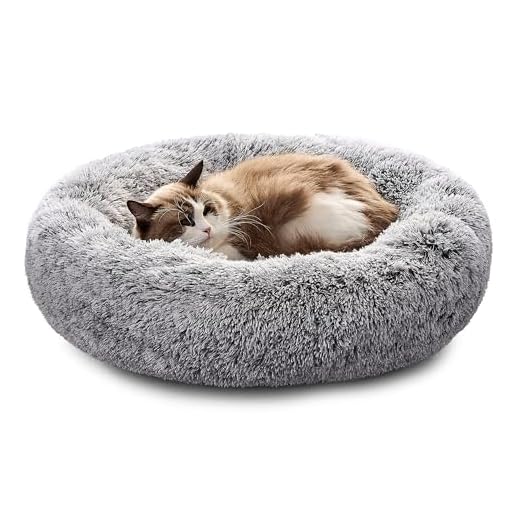 Pisi Bili Hundebett Katzenbett 50 cm Waschbar flauschig orthopädische Hundebetten große und kleine Hunde Katzenschlafplatz für Katzen Donut (Grau 50 cm)