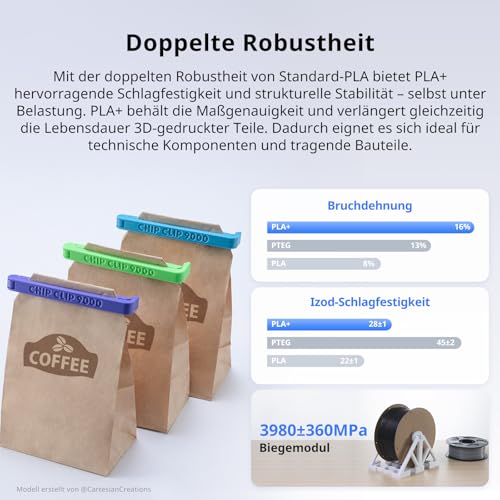 ANYCUBIC PLA+ Filament 1.75mm, Hohe Zähigkeit und Präzision -3D-Druckmaterialien, PLA Plus Intelligente Identifikation, 1KG Beige