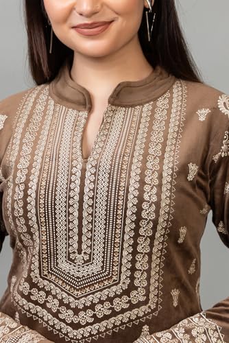 Image of HIFZAA velvet kurta palazzo set with dupatta for womens printed winter wear suit M to 4xl