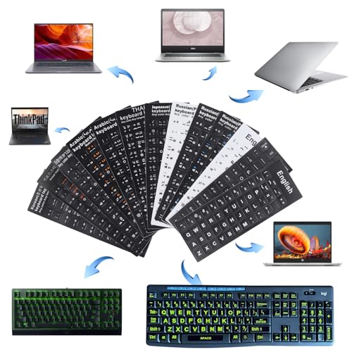 2 pack pegatinas para teclado en inglés con letras grandes miniatura 6