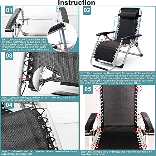 Mgwoth Zero Gravity Chair Replacement Fabric With Bungee Cord Kit, Repair Cloth For Anti-Gravity Lounge, Mesh Part For Patio Sling Folding Recliner Couch Outdoor Pool Lawn #TOP5