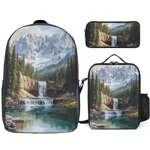 Snow Mountain Melt River Large Travel Backpacks Carry on Backpack Weekender Bag with 2 Storage Pockets for Men And Women