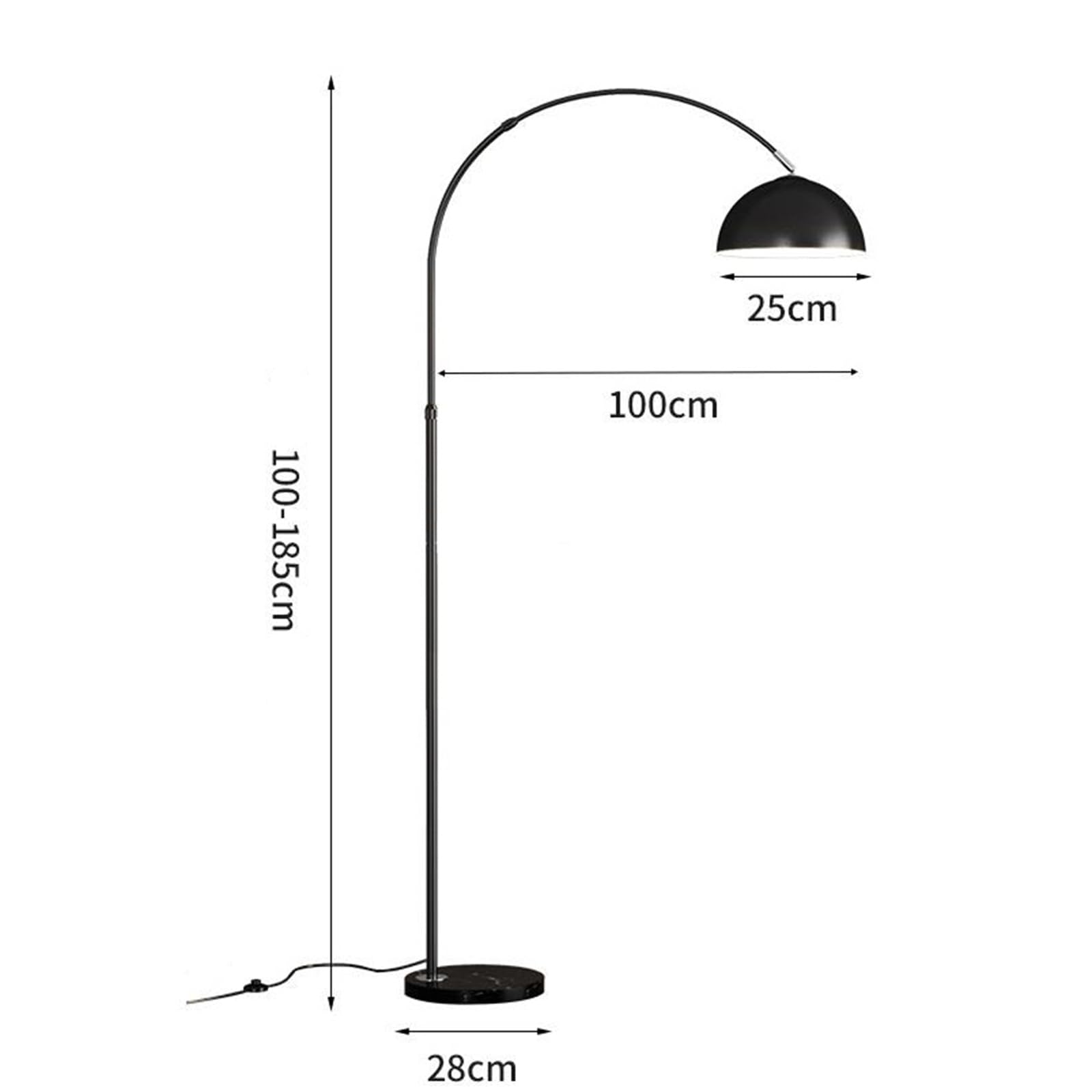 Lampada da terra ad arco dimmerabile con telecomando, moderna lampada da terra ad arco con base in marmo per soggiorno, camera da letto, ufficio, design industriale