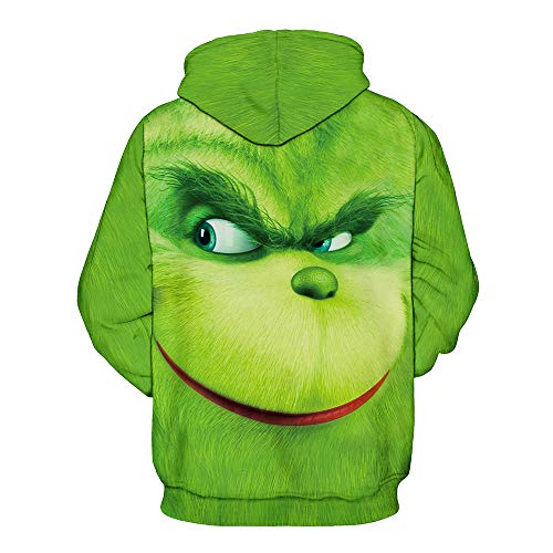 JEQHOZ Moletom masculino e feminino outono e inverno manga longa gola redonda moletom verde natal, E