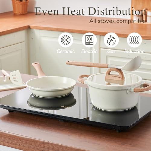 Image of 22 Pcs Pots and Pans Set Non Stick Non-Toxic Ceramic Kitchen Cookware Sets