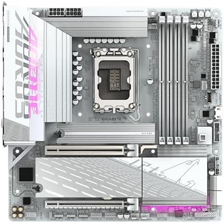 GIGABYTE B860M AORUS Elite WIFI6E ICE Intel Core Ultra (Series 2) LGA 1851 Motherboard, mATX, DDR5, 3X M.2, PCIe 5.0, USB-C, WIFI6E, 2.5GbE LAN, EZ-Latch