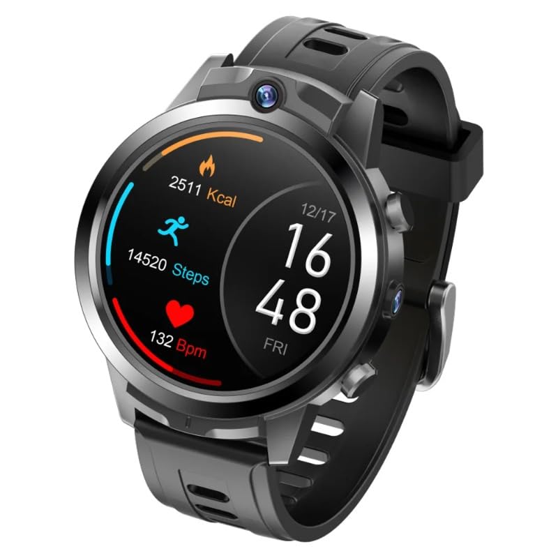 XINDADA Reloj inteligente 2025 de 1.6 pulgadas 4G Call Men con cámara dual, NFC, GPS, WiFi, video, chat, frecuencia cardíaca, temperatura corporal, reloj inteligente para niños SOS (negro, RAM 4 GB