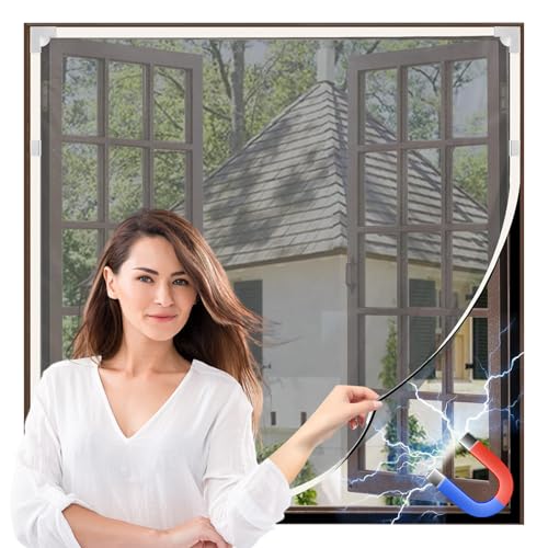 Fliegengitter Fenster Magnet, DIY Insektenschutz Magnetfenster, Zuschneidbar bis 120 x 130 cm, Einfache Montage ohne Bohren,Fenster fliegengitter,Fliegengitter fenster ohne bohren, Glasfaser-Mesh